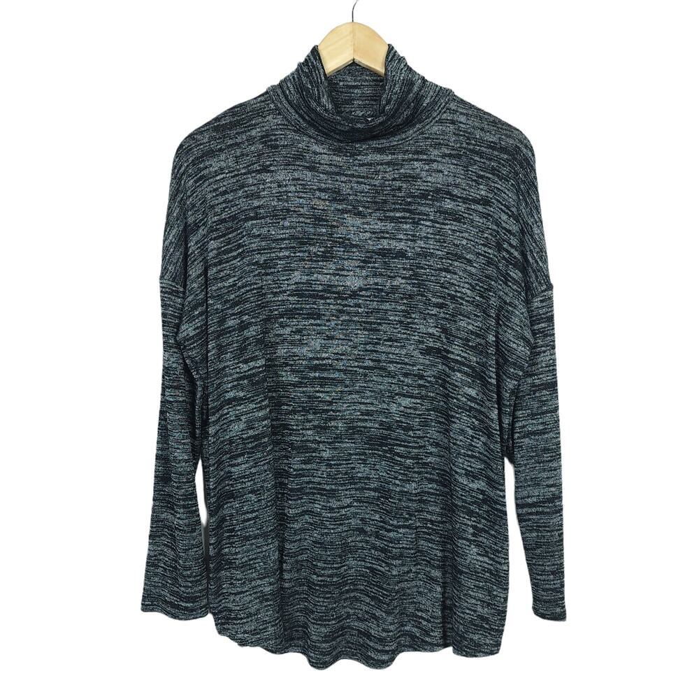 Joseph Ribkoff Shirt 6 Gray Black Heathered Cutout Turtleneck Long Sleeves Top